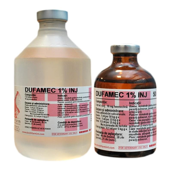 DUFAMEC  1% Ivermectine for Cattle, swine, sheep, dogs and cats -NOROMECTIN alternative